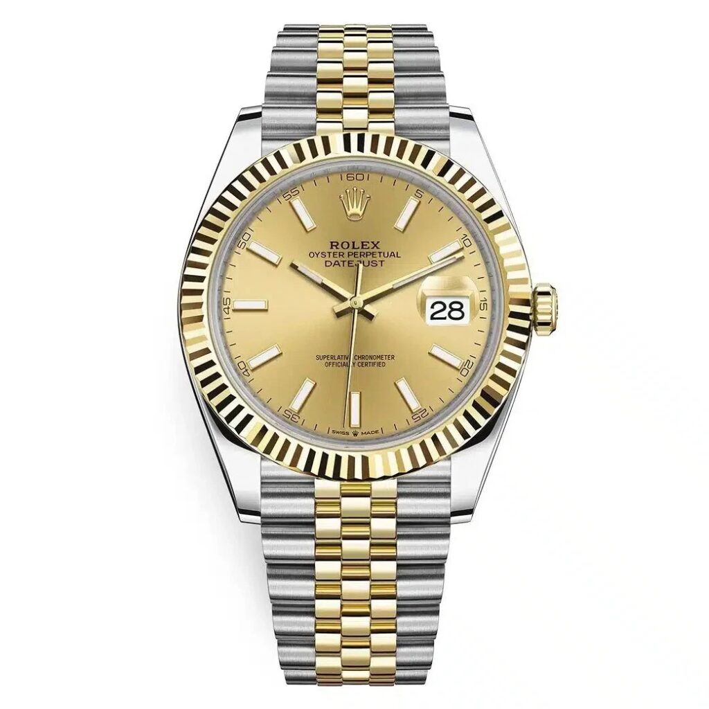 Superclone Rolex Datejust 41 Black Index Oystersteel Yellow Gold Jubilee 126333