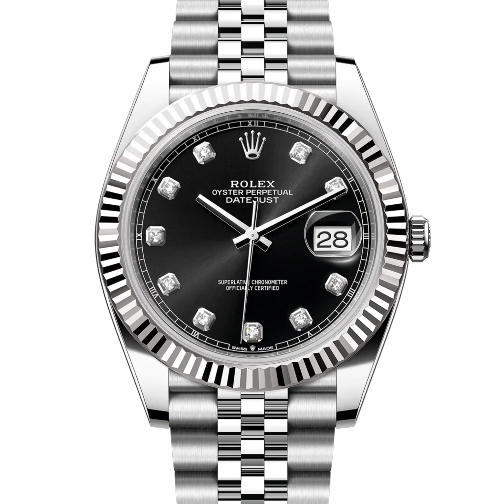 Superclone Rolex Datejust 41 Black Diamond Oystersteel White Gold Jubilee 126334