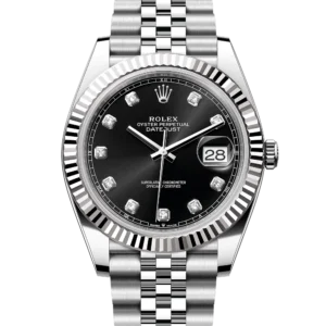 Superclone Rolex Datejust 41 Black Diamond Oystersteel White Gold Jubilee 126334