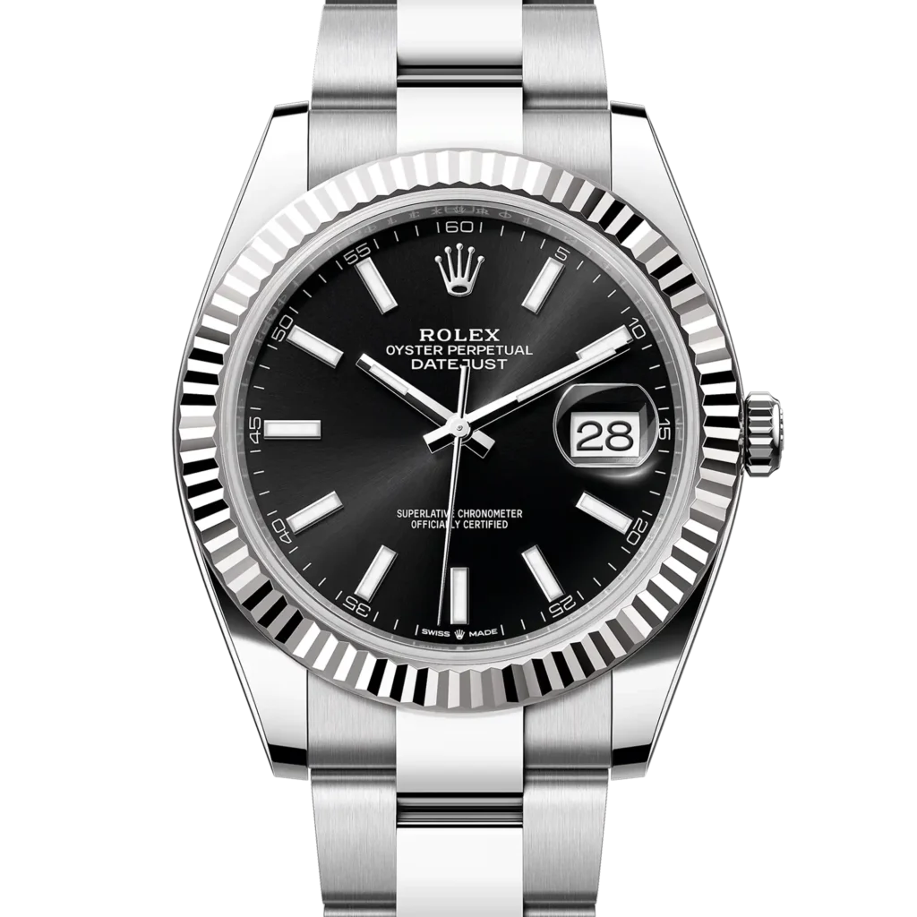 Superclone Rolex Datejust 41 Black  Oystersteel White Gold Jubilee 126334