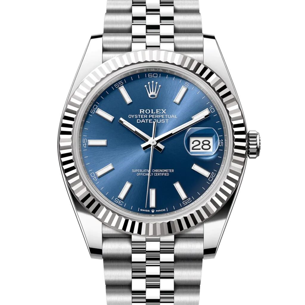 Superclone Rolex Datejust 41 Blue Index Oystersteel White Gold Jubilee 126334