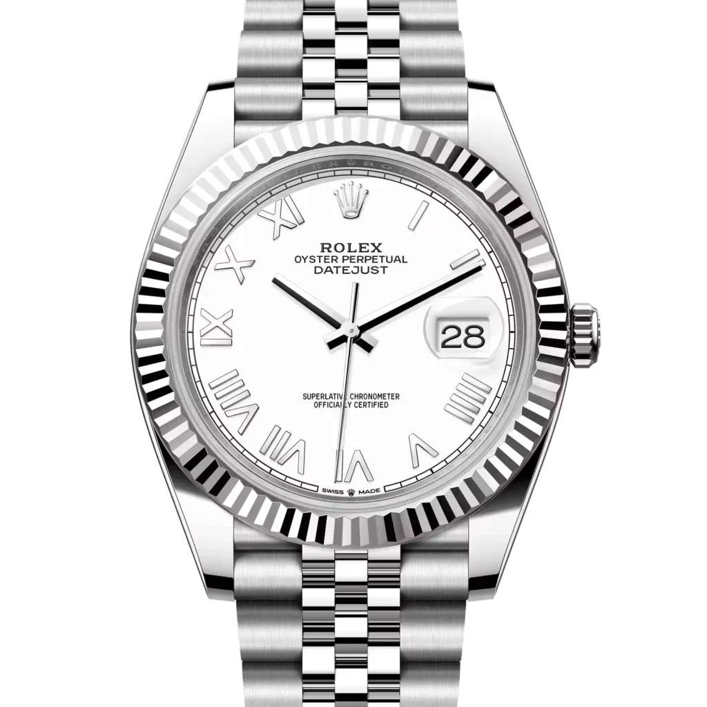 Superclone Rolex Datejust 41 White Roman White Gold Oystersteel Jubilee 126334