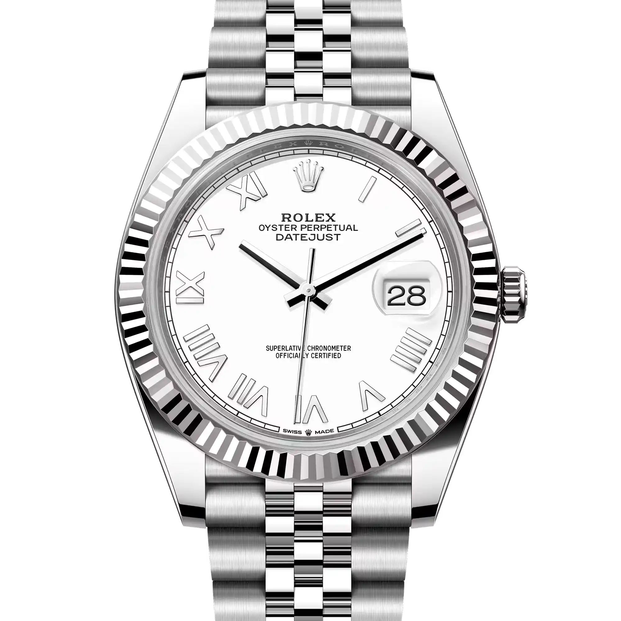 Superclone Rolex Datejust 41 White Roman White Gold Oystersteel Jubilee 126334