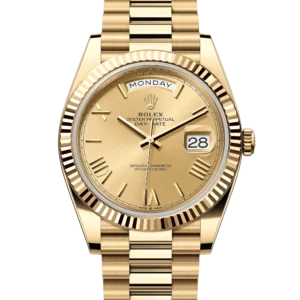 Superclone Rolex Day-Date 40 Yellow Gold Champagne Roman 228238