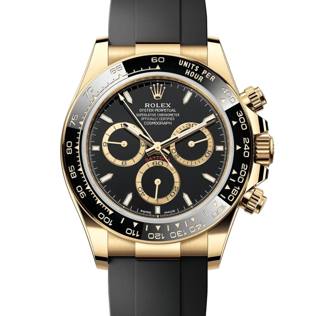 Superclone Rolex Daytona Black Dial Yellow Gold Oysterflex 126518LN