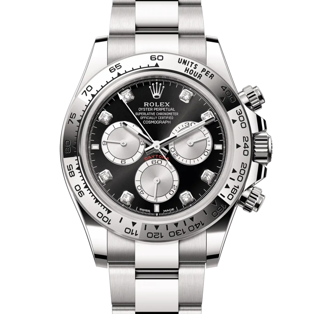 Superclone Rolex Daytona Black Diamond Dial White Gold Oyster 126509G