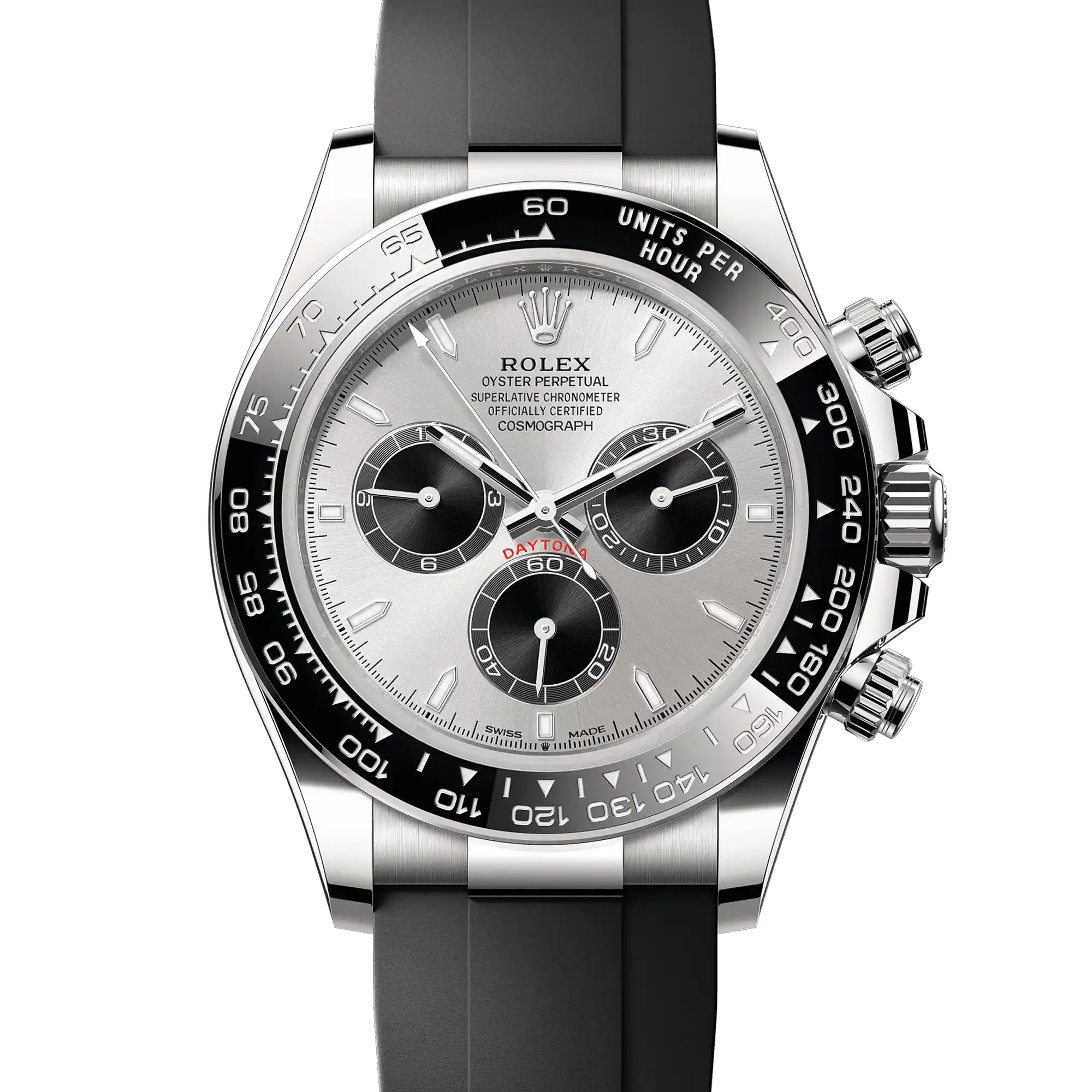 Superclone Rolex Daytona "Ghost" Silver Dial White Gold Oysterflex 126519