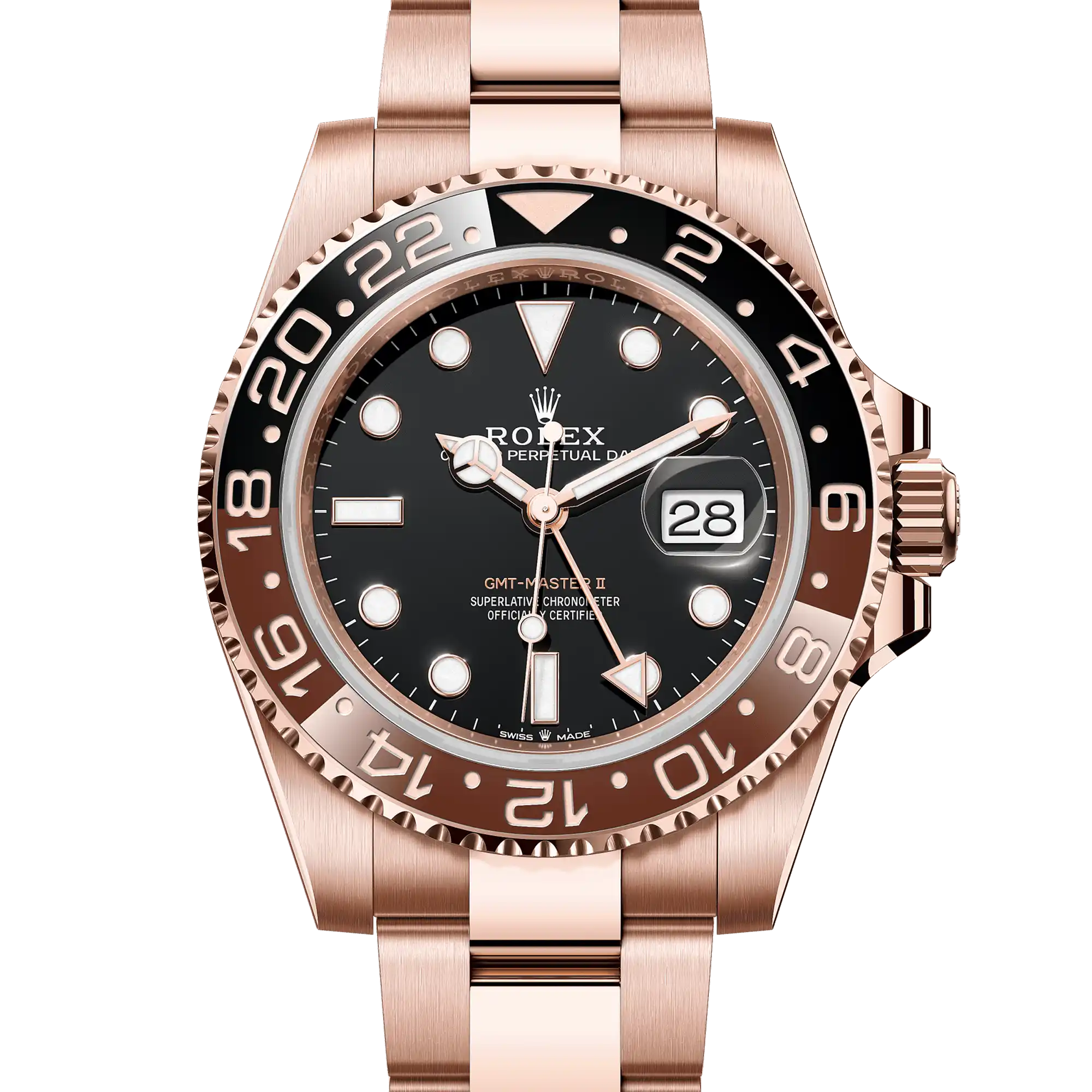 Superclone Rolex GMT Master II "Root Beer" 18K Everose Gold Oyster 126715CHNR