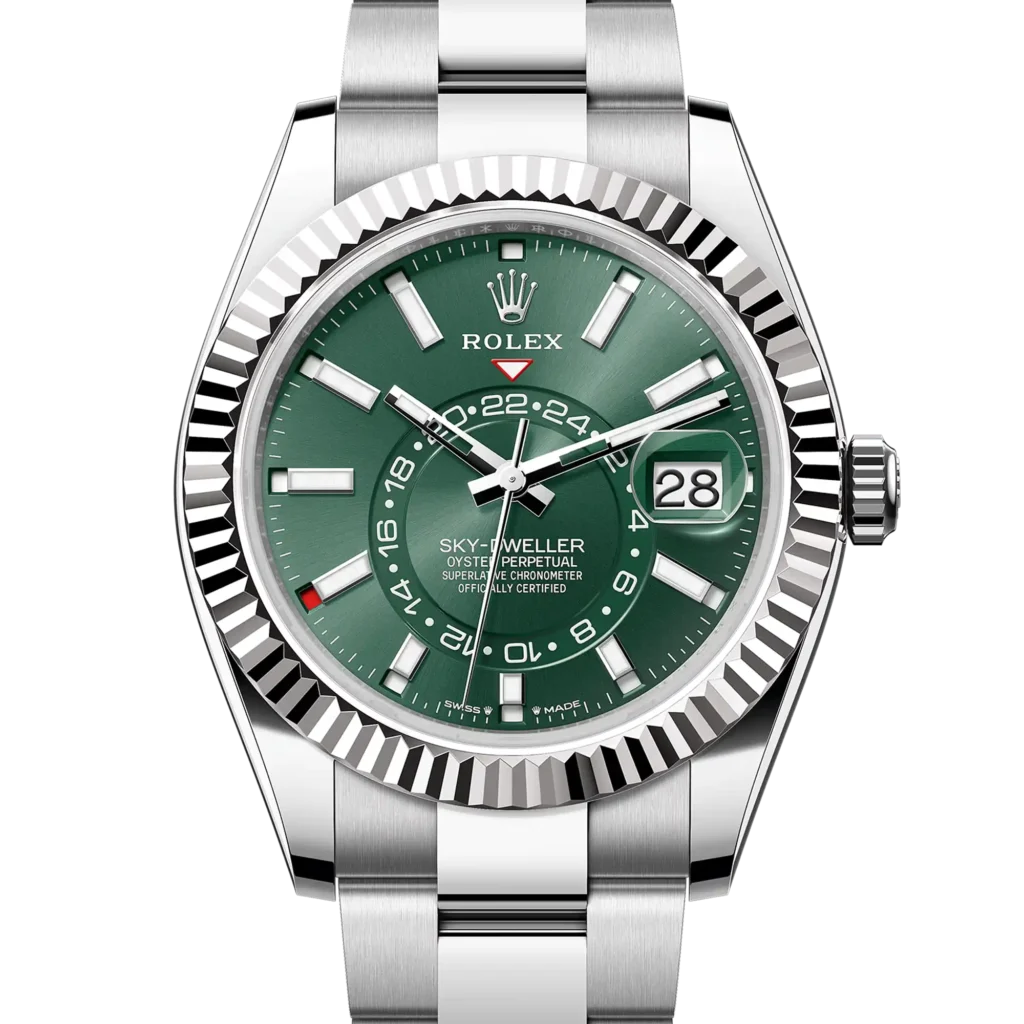 Superclone Rolex Sky Dweller Mint Green Dial Oystersteel and White Gold Oyster 336934