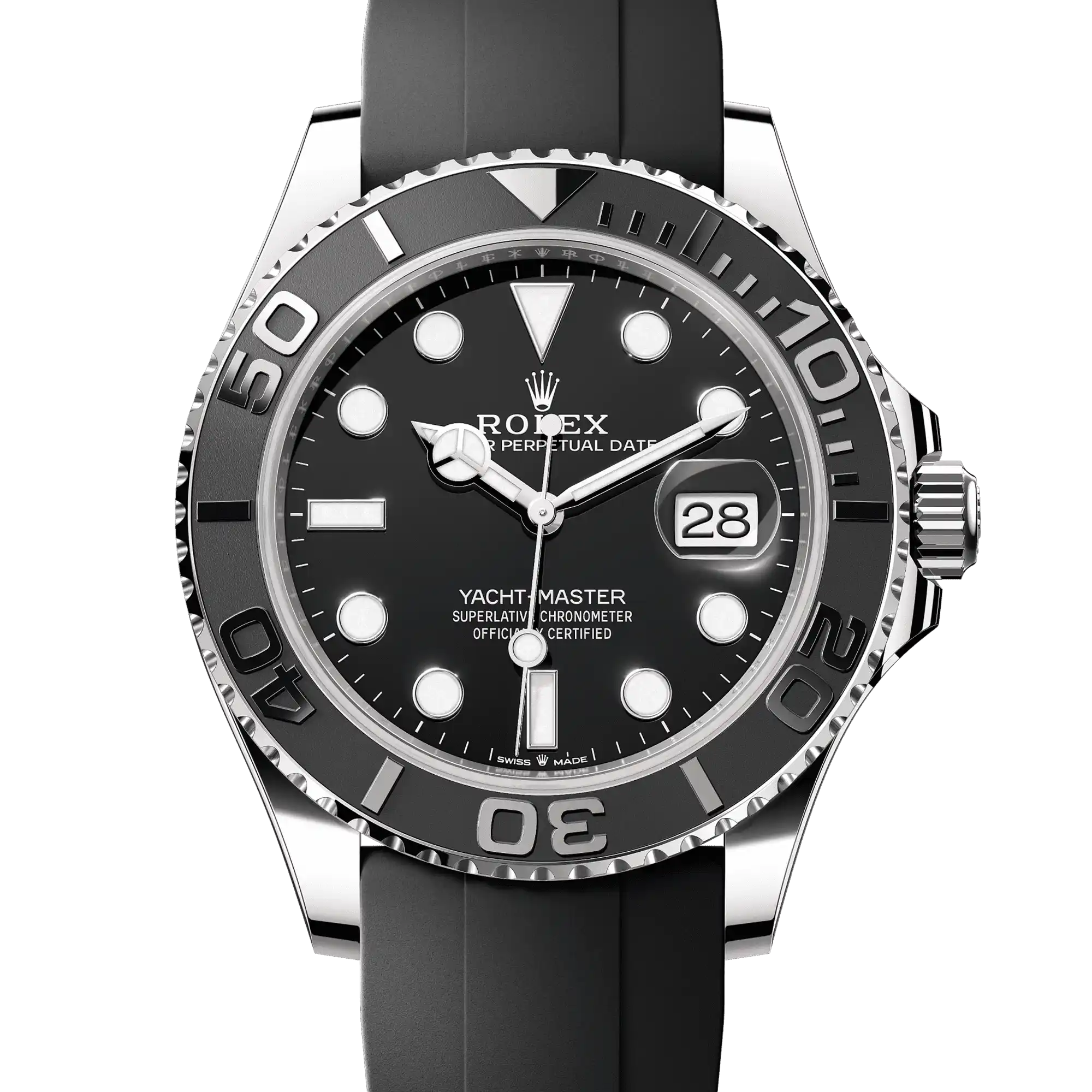 Superclone Rolex Yacht-Master 42 Black Dial White Gold Oysterflex 226659