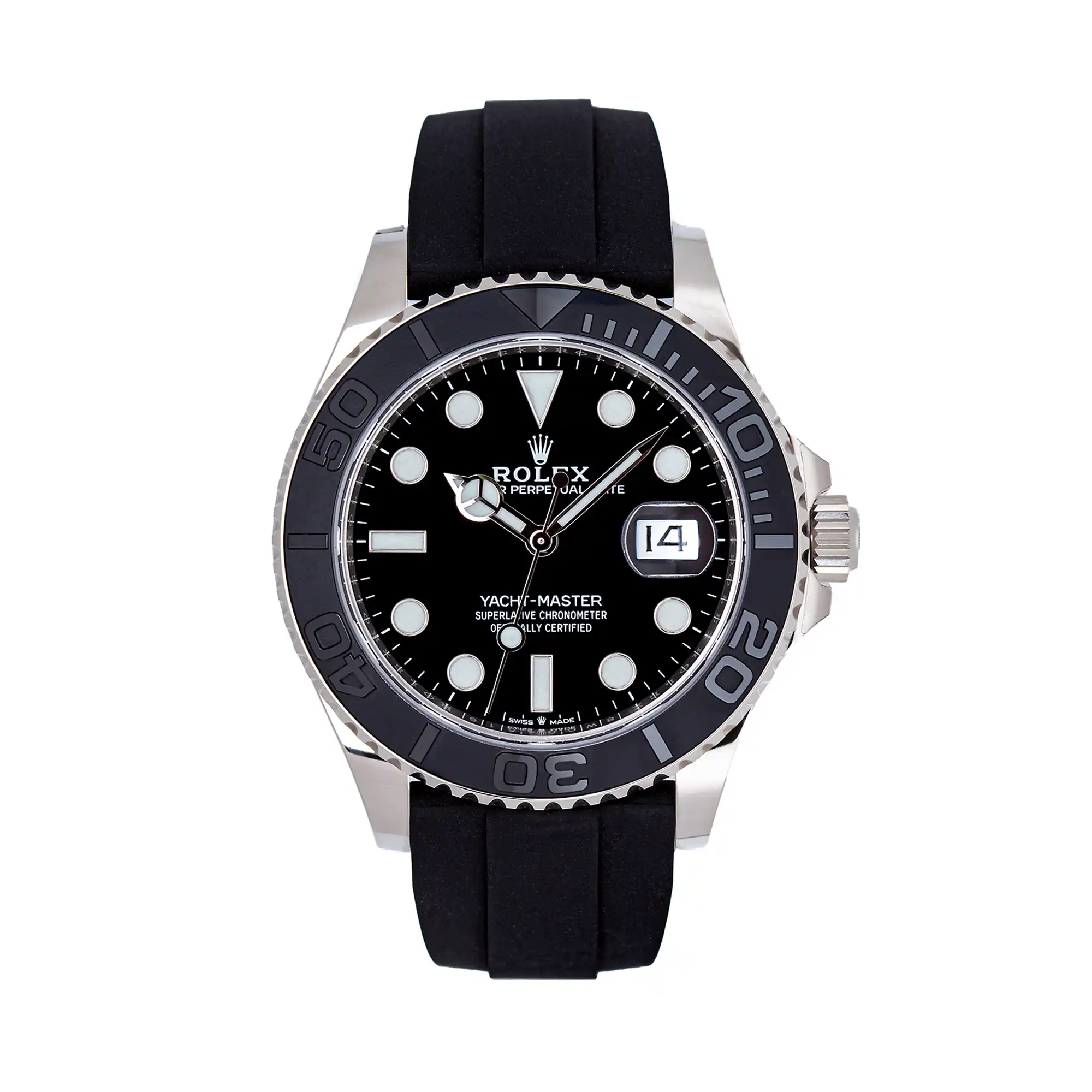 Superclone Rolex Yacht-Master 42 Black Dial White Gold Oysterflex 226659 - Image 2