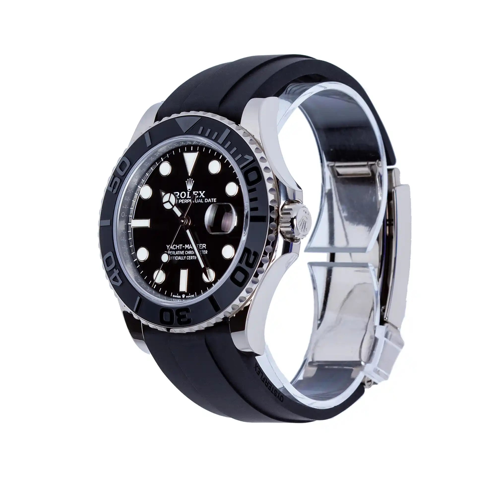Superclone Rolex Yacht-Master 42 Black Dial White Gold Oysterflex 226659 - Image 3